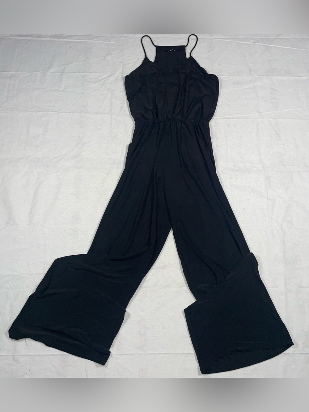 Annabelle S Black Bungee Strap Elastic Waist Jumpsuit